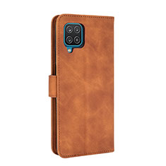 Leather Case Stands Flip Cover Holder L07Z for Samsung Galaxy A12 5G Brown