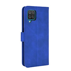 Leather Case Stands Flip Cover Holder L07Z for Samsung Galaxy A12 Blue