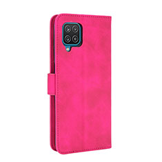 Leather Case Stands Flip Cover Holder L07Z for Samsung Galaxy A12 Nacho Hot Pink