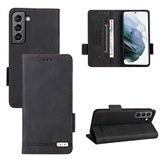 Leather Case Stands Flip Cover Holder L07Z for Samsung Galaxy S21 5G Black