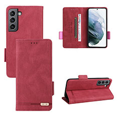 Leather Case Stands Flip Cover Holder L07Z for Samsung Galaxy S22 5G Red