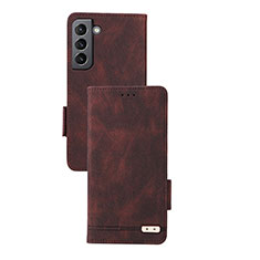 Leather Case Stands Flip Cover Holder L07Z for Samsung Galaxy S24 5G Brown