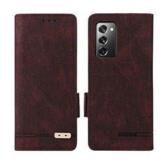 Leather Case Stands Flip Cover Holder L07Z for Samsung Galaxy Z Fold2 5G Brown