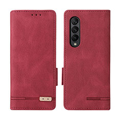 Leather Case Stands Flip Cover Holder L07Z for Samsung Galaxy Z Fold4 5G Red