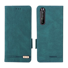 Leather Case Stands Flip Cover Holder L07Z for Sony Xperia 1 II Green