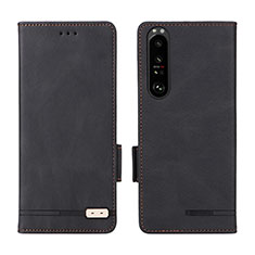 Leather Case Stands Flip Cover Holder L07Z for Sony Xperia 1 III Black