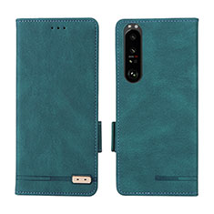 Leather Case Stands Flip Cover Holder L07Z for Sony Xperia 1 III Green