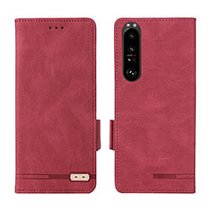 Leather Case Stands Flip Cover Holder L07Z for Sony Xperia 1 III Red