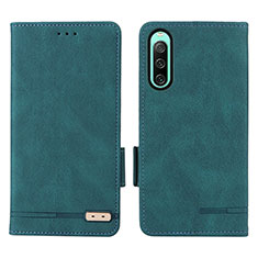 Leather Case Stands Flip Cover Holder L07Z for Sony Xperia 10 IV Green
