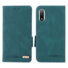Leather Case Stands Flip Cover Holder L07Z for Sony Xperia Ace III Green
