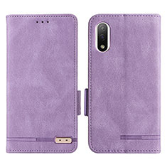 Leather Case Stands Flip Cover Holder L07Z for Sony Xperia Ace III Purple