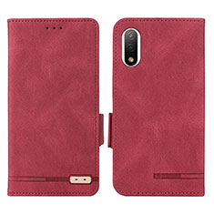 Leather Case Stands Flip Cover Holder L07Z for Sony Xperia Ace III Red