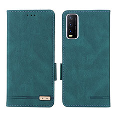 Leather Case Stands Flip Cover Holder L07Z for Vivo Y20 Green