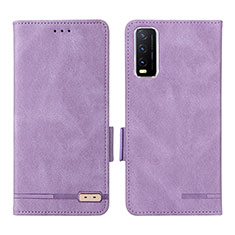 Leather Case Stands Flip Cover Holder L07Z for Vivo Y20 Purple