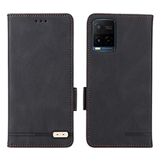 Leather Case Stands Flip Cover Holder L07Z for Vivo Y21 Black
