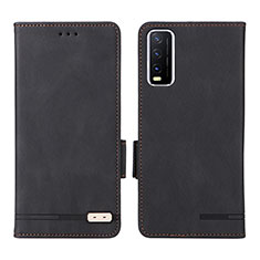 Leather Case Stands Flip Cover Holder L07Z for Vivo Y30 Black