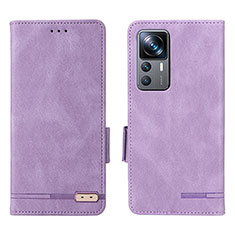 Leather Case Stands Flip Cover Holder L07Z for Xiaomi Mi 12T 5G Purple