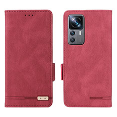 Leather Case Stands Flip Cover Holder L07Z for Xiaomi Mi 12T Pro 5G Red