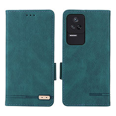 Leather Case Stands Flip Cover Holder L07Z for Xiaomi Poco F4 5G Green