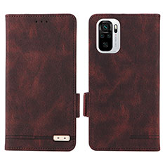 Leather Case Stands Flip Cover Holder L07Z for Xiaomi Poco M5S Brown