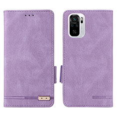 Leather Case Stands Flip Cover Holder L07Z for Xiaomi Poco M5S Purple