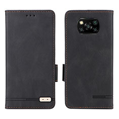Leather Case Stands Flip Cover Holder L07Z for Xiaomi Poco X3 NFC Black