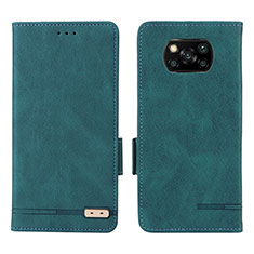 Leather Case Stands Flip Cover Holder L07Z for Xiaomi Poco X3 NFC Green