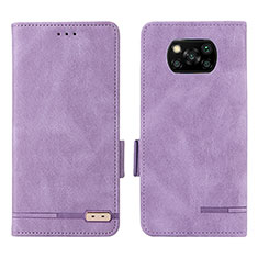Leather Case Stands Flip Cover Holder L07Z for Xiaomi Poco X3 NFC Purple
