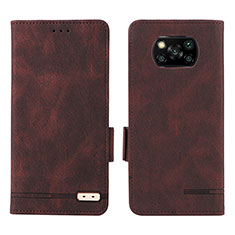 Leather Case Stands Flip Cover Holder L07Z for Xiaomi Poco X3 Pro Brown
