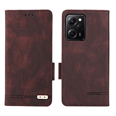 Leather Case Stands Flip Cover Holder L07Z for Xiaomi Poco X5 Pro 5G Brown