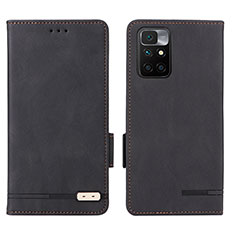 Leather Case Stands Flip Cover Holder L07Z for Xiaomi Redmi 10 (2022) Black
