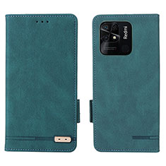 Leather Case Stands Flip Cover Holder L07Z for Xiaomi Redmi 10 Power Green
