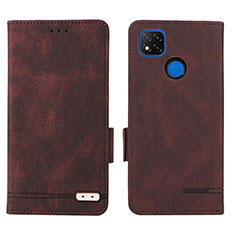 Leather Case Stands Flip Cover Holder L07Z for Xiaomi Redmi 10A 4G Brown