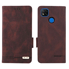 Leather Case Stands Flip Cover Holder L07Z for Xiaomi Redmi 9C Brown