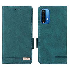 Leather Case Stands Flip Cover Holder L07Z for Xiaomi Redmi 9T 4G Green