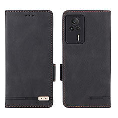Leather Case Stands Flip Cover Holder L07Z for Xiaomi Redmi K60E 5G Black