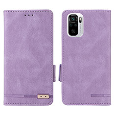 Leather Case Stands Flip Cover Holder L07Z for Xiaomi Redmi Note 10 4G Purple