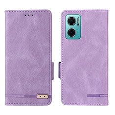 Leather Case Stands Flip Cover Holder L07Z for Xiaomi Redmi Note 11E 5G Purple