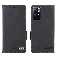 Leather Case Stands Flip Cover Holder L07Z for Xiaomi Redmi Note 11S 5G Black