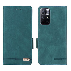 Leather Case Stands Flip Cover Holder L07Z for Xiaomi Redmi Note 11S 5G Green