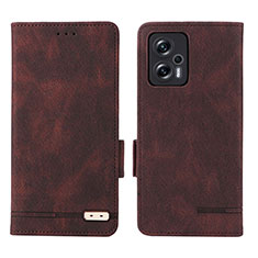 Leather Case Stands Flip Cover Holder L07Z for Xiaomi Redmi Note 11T Pro 5G Brown