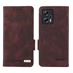 Leather Case Stands Flip Cover Holder L07Z for Xiaomi Redmi Note 11T Pro+ Plus 5G Brown