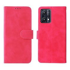 Leather Case Stands Flip Cover Holder L08Z for Realme 9 5G Hot Pink