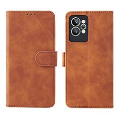 Leather Case Stands Flip Cover Holder L08Z for Realme GT2 Pro 5G Brown