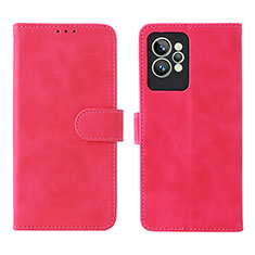 Leather Case Stands Flip Cover Holder L08Z for Realme GT2 Pro 5G Hot Pink