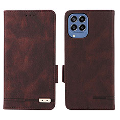 Leather Case Stands Flip Cover Holder L08Z for Samsung Galaxy M33 5G Brown
