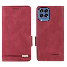 Leather Case Stands Flip Cover Holder L08Z for Samsung Galaxy M33 5G Red