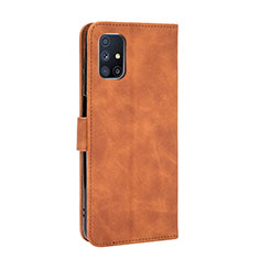 Leather Case Stands Flip Cover Holder L08Z for Samsung Galaxy M51 Brown