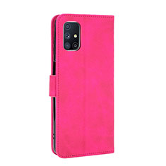 Leather Case Stands Flip Cover Holder L08Z for Samsung Galaxy M51 Hot Pink