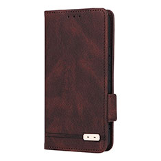 Leather Case Stands Flip Cover Holder L08Z for Samsung Galaxy S21 5G Brown